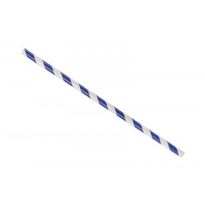 Dark blue and white paper straw single